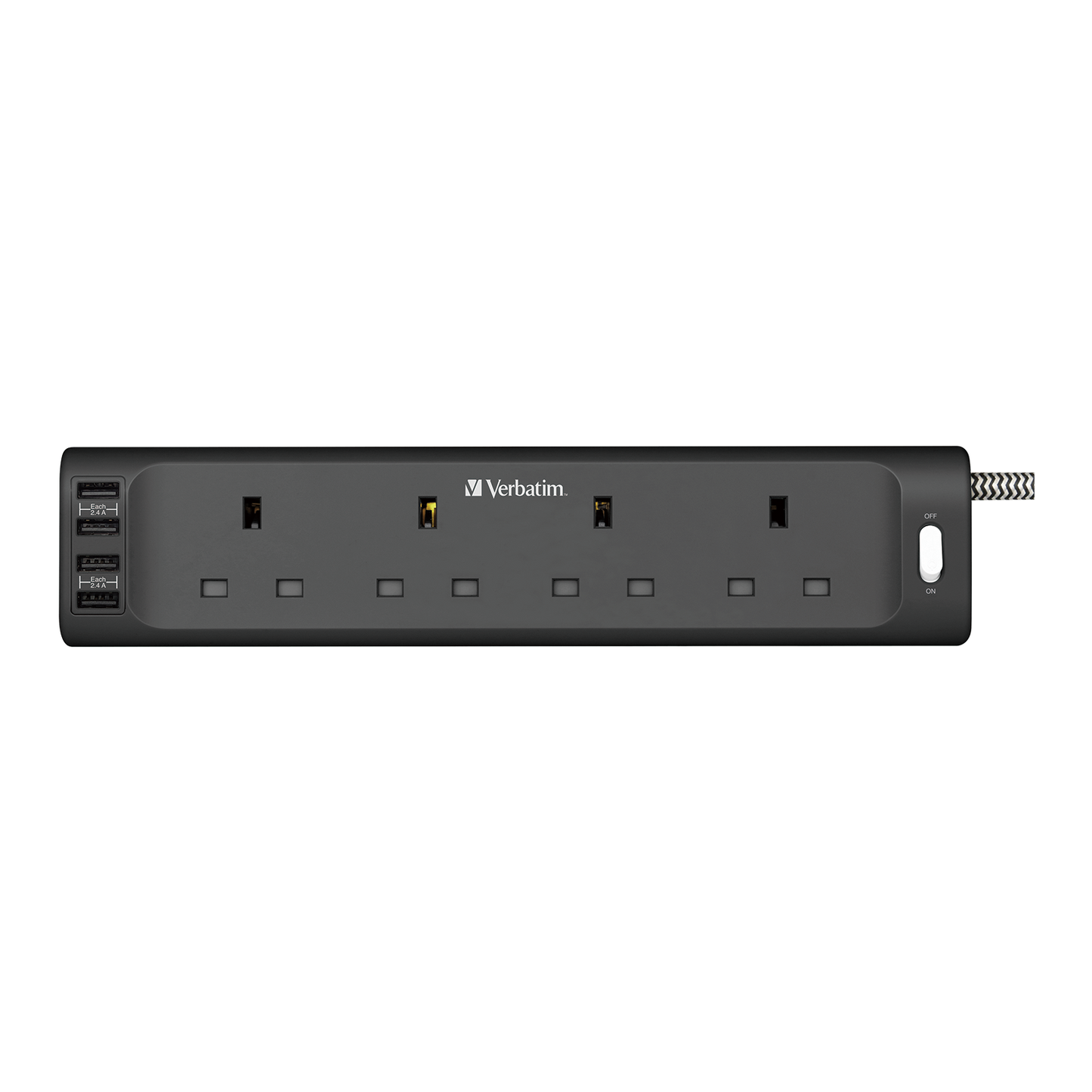 Verbatim 4個 AC 插座和 4個 USB-A 拖板 66685