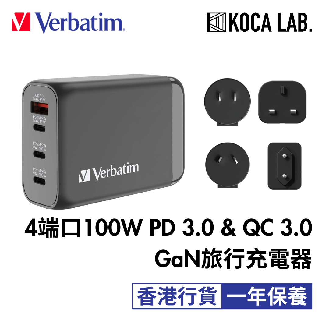 4端口100W PD 3.0 & QC 3.0 GaN旅行充電器 66967