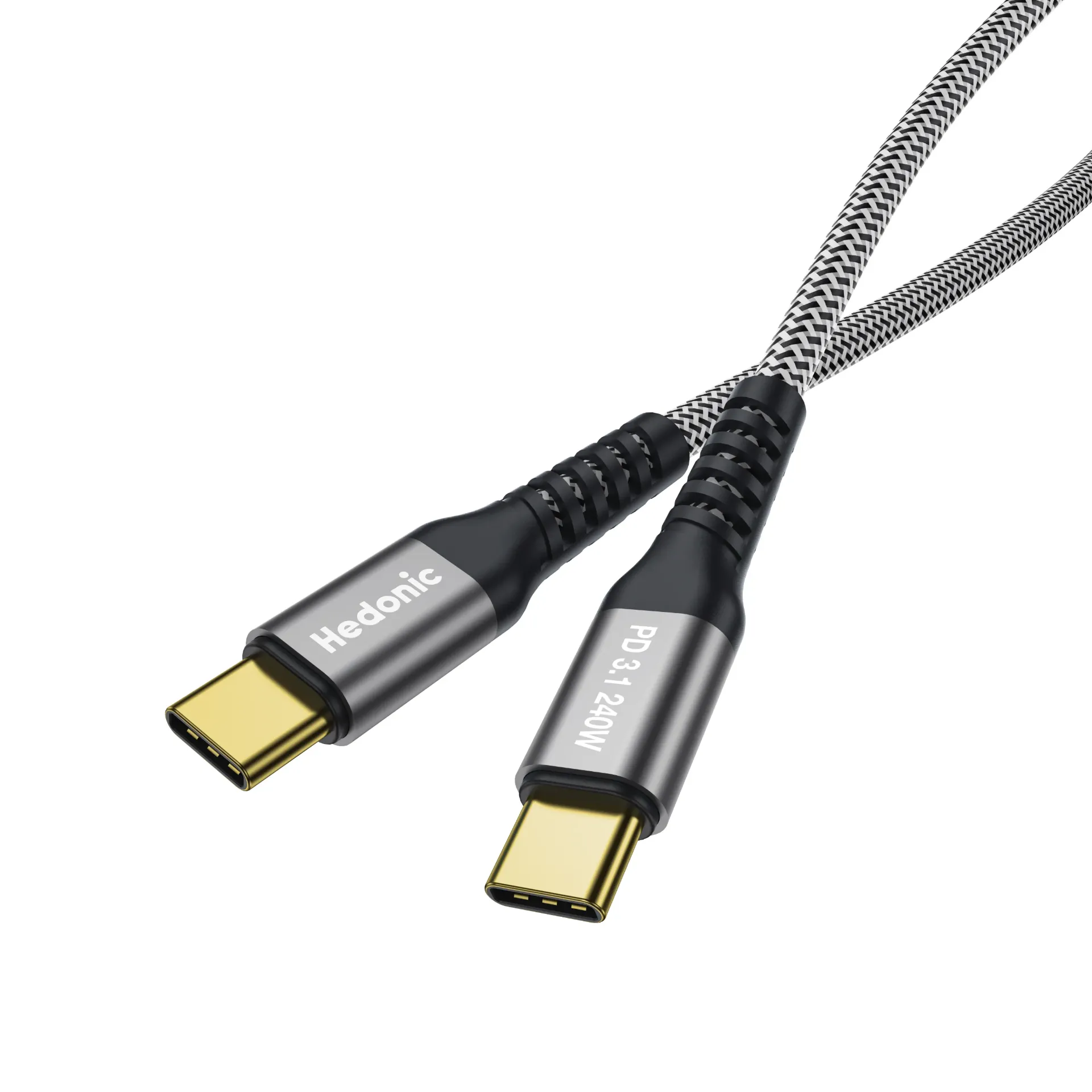 [81065] Hedonic - 120cm PD 3.1 240W USB 2.0  Tough Pro USB-C to USB-C Cable Space Grey